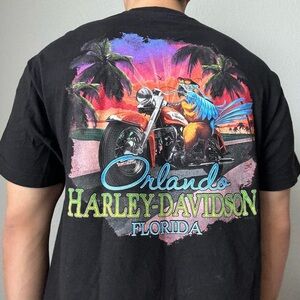 Vintage 2000s Harley-Davidson Orlando Black Graphic Tee Shirt Y2K